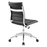 Armless Mid Back Ribbed Vinyl Office Chair – Black Adjustable - Workspace - Alpine Outlets