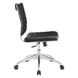 Armless Mid Back Ribbed Vinyl Office Chair – Black Adjustable - Workspace - Alpine Outlets