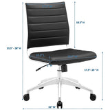 Armless Mid Back Ribbed Vinyl Office Chair – Black Adjustable - Workspace - Alpine Outlets