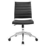 Armless Mid Back Ribbed Vinyl Office Chair – Black Adjustable - Workspace - Alpine Outlets