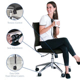 Armless Mid Back Ribbed Vinyl Office Chair – Black Adjustable - Workspace - Alpine Outlets