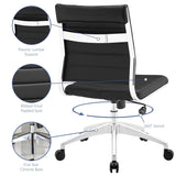 Armless Mid Back Ribbed Vinyl Office Chair – Black Adjustable - Workspace - Alpine Outlets