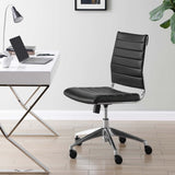 Armless Mid Back Ribbed Vinyl Office Chair – Black Adjustable - Workspace - Alpine Outlets