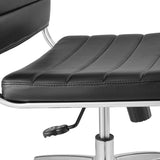 Armless Mid Back Ribbed Vinyl Office Chair – Black Adjustable - Workspace - Alpine Outlets