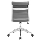 Armless Mid Back Ribbed Vinyl Office Chair – Gray Adjustable - Workspace - Alpine Outlets