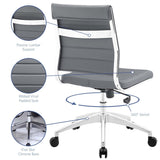 Armless Mid Back Ribbed Vinyl Office Chair – Gray Adjustable - Workspace - Alpine Outlets