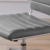 Armless Mid Back Ribbed Vinyl Office Chair – Gray Adjustable - Workspace - Alpine Outlets