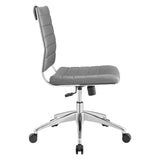 Armless Mid Back Ribbed Vinyl Office Chair – Gray Adjustable - Workspace - Alpine Outlets