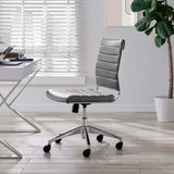 Armless Mid Back Ribbed Vinyl Office Chair – Gray Adjustable - Workspace - Alpine Outlets