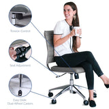 Armless Mid Back Ribbed Vinyl Office Chair – Gray Adjustable - Workspace - Alpine Outlets