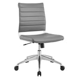 Armless Mid Back Ribbed Vinyl Office Chair – Gray Adjustable - Workspace - Alpine Outlets