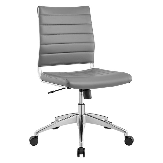 Armless Mid Back Ribbed Vinyl Office Chair – Gray Adjustable - Workspace - Alpine Outlets
