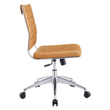 Armless Mid Back Ribbed Vinyl Office Chair – Tan Adjustable - Workspace - Alpine Outlets