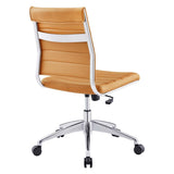 Armless Mid Back Ribbed Vinyl Office Chair – Tan Adjustable - Workspace - Alpine Outlets