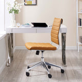 Armless Mid Back Ribbed Vinyl Office Chair – Tan Adjustable - Workspace - Alpine Outlets