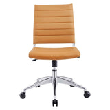 Armless Mid Back Ribbed Vinyl Office Chair – Tan Adjustable - Workspace - Alpine Outlets