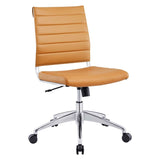 Armless Mid Back Ribbed Vinyl Office Chair – Tan Adjustable - Workspace - Alpine Outlets