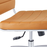 Armless Mid Back Ribbed Vinyl Office Chair – Tan Adjustable - Workspace - Alpine Outlets