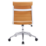 Armless Mid Back Ribbed Vinyl Office Chair – Tan Adjustable - Workspace - Alpine Outlets