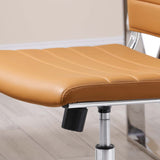 Armless Mid Back Ribbed Vinyl Office Chair – Tan Adjustable - Workspace - Alpine Outlets