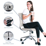 Armless Mid Back Ribbed Vinyl Office Chair – White Adjustable - Workspace - Alpine Outlets