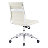 Armless Mid Back Ribbed Vinyl Office Chair – White Adjustable - Workspace - Alpine Outlets