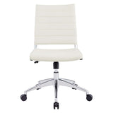 Armless Mid Back Ribbed Vinyl Office Chair – White Adjustable - Workspace - Alpine Outlets