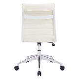 Armless Mid Back Ribbed Vinyl Office Chair – White Adjustable - Workspace - Alpine Outlets