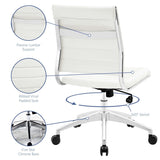 Armless Mid Back Ribbed Vinyl Office Chair – White Adjustable - Workspace - Alpine Outlets