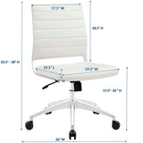 Armless Mid Back Ribbed Vinyl Office Chair – White Adjustable - Workspace - Alpine Outlets