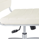 Armless Mid Back Ribbed Vinyl Office Chair – White Adjustable - Workspace - Alpine Outlets