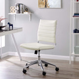 Armless Mid Back Ribbed Vinyl Office Chair – White Adjustable - Workspace - Alpine Outlets