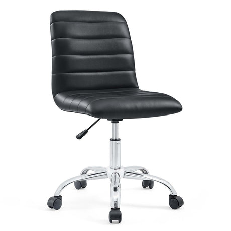 Armless Mid Back Vinyl Office Chair – Black Adjustable - Workspace - Alpine Outlets