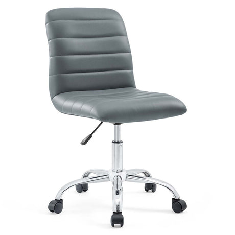 Armless Mid Back Vinyl Office Chair – Gray Adjustable - Workspace - Alpine Outlets