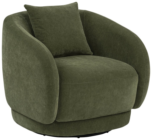 Arnaud Green Chenille Upholstered Swivel Accent Chair - Living Room Chairs available at Alpine Outlets in Denver