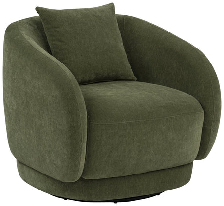 Arnaud Green Chenille Upholstered Swivel Accent Chair - Living Room Chairs available at Alpine Outlets in Denver