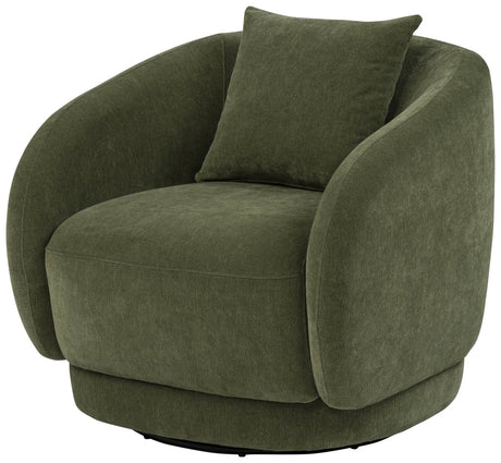 Arnaud Green Chenille Upholstered Swivel Accent Chair - Living Room Chairs available at Alpine Outlets in Denver
