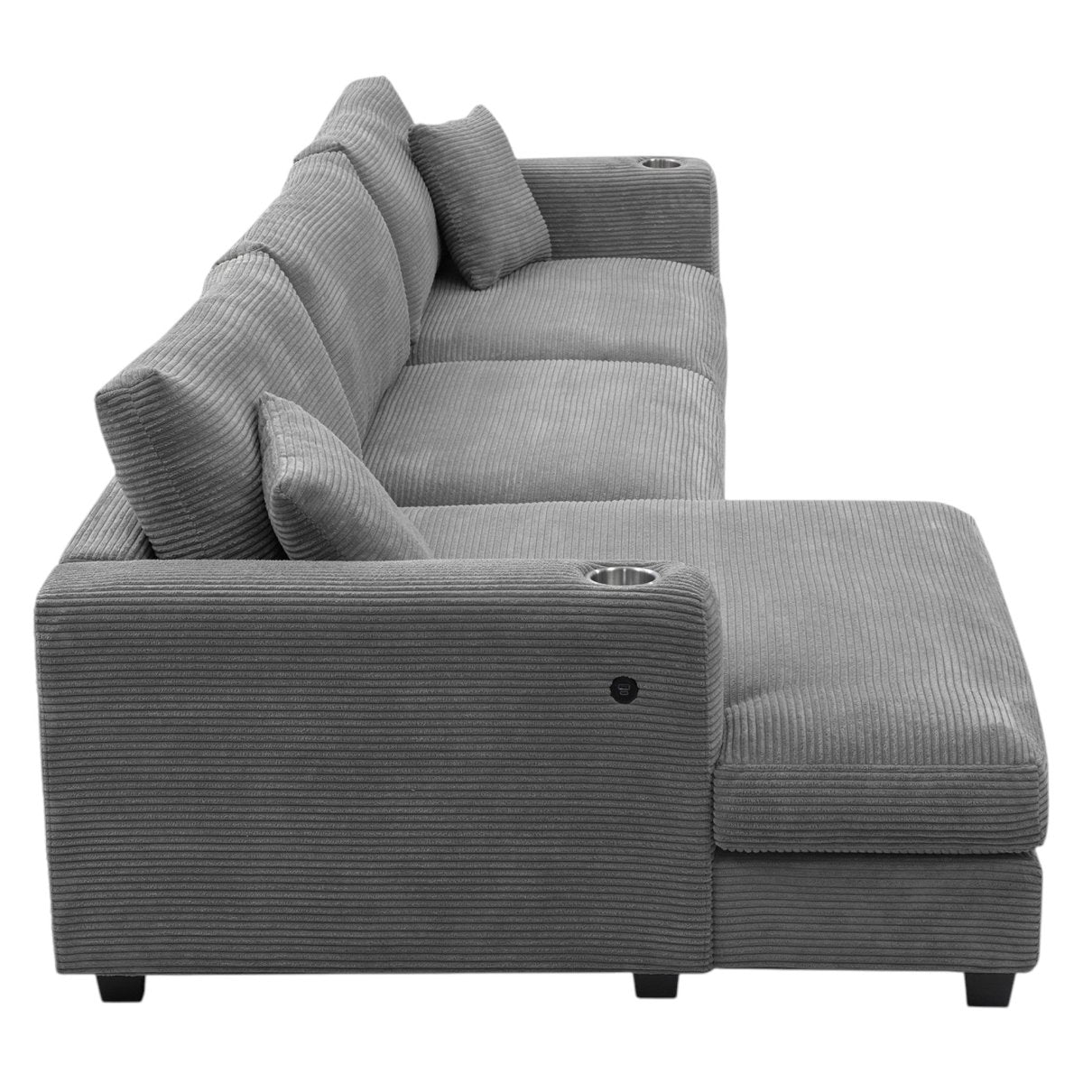 Asher 134" Oversized Sectional with USB Charging and Deep Chaise in 3 Colors - Living Room Furniture - Alpine Outlets