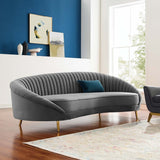 Asymmetrical Channel Tufted Performance Velvet Sofa in Gray - Living Room Furniture available at Alpine Outlets in Denver
