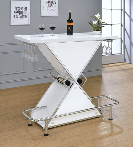 Atoka Freestanding Home Bar Wine Cabinet, White High Gloss - Home Bars & Wine Cabinets available at Alpine Outlets in Denver