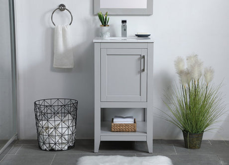 Aubrey 18 Inch Grey Single Sink Bathroom Vanity with Quartz Top