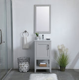 Aubrey 18 Inch Grey Single Sink Bathroom Vanity with Quartz Top