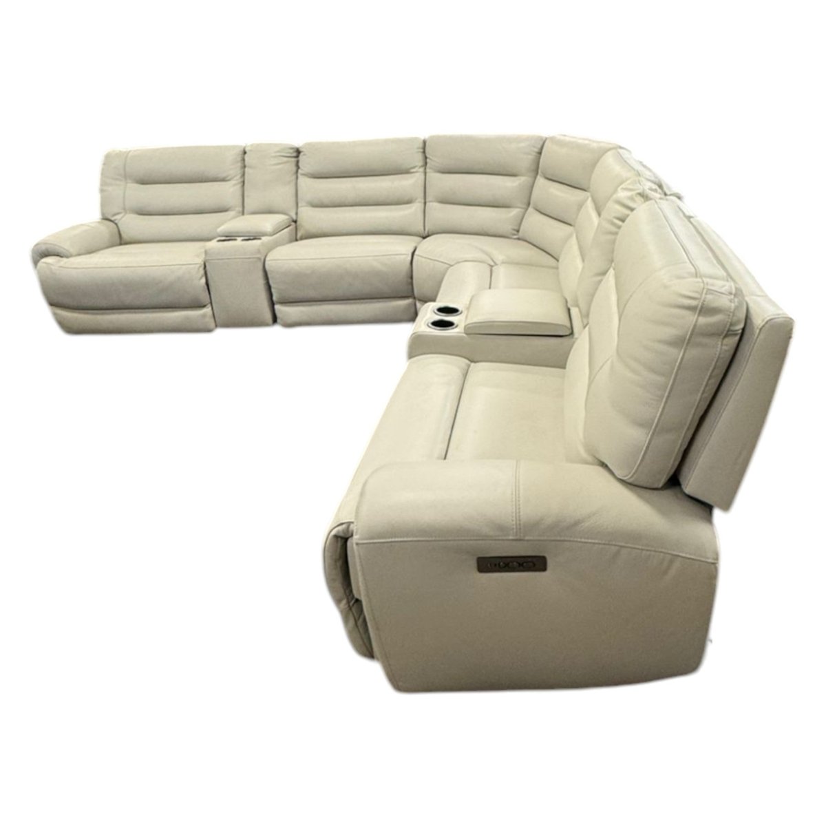 Aubrey 7 - Piece Leather Power Zero Gravity Reclining Sectional with Power Headrests (ID L876543) - Furniture available at Alpine Outlets in Denver