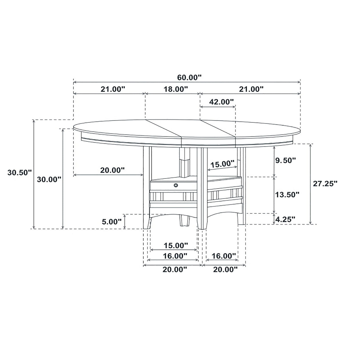 Lavon - Oval Extension Leaf Dining Table With Built In Storage - Gray