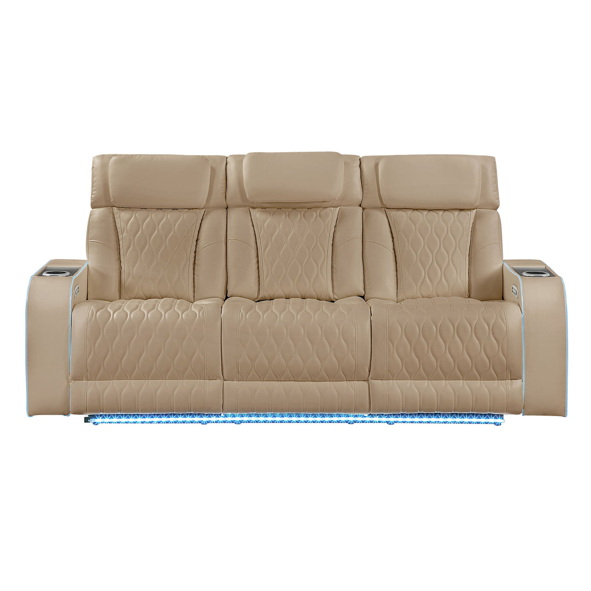 Electra - 3 Piece Power Reclining Sofa, Loveseat And Recliner Set With Power Headrests, Massage And LED Lighting