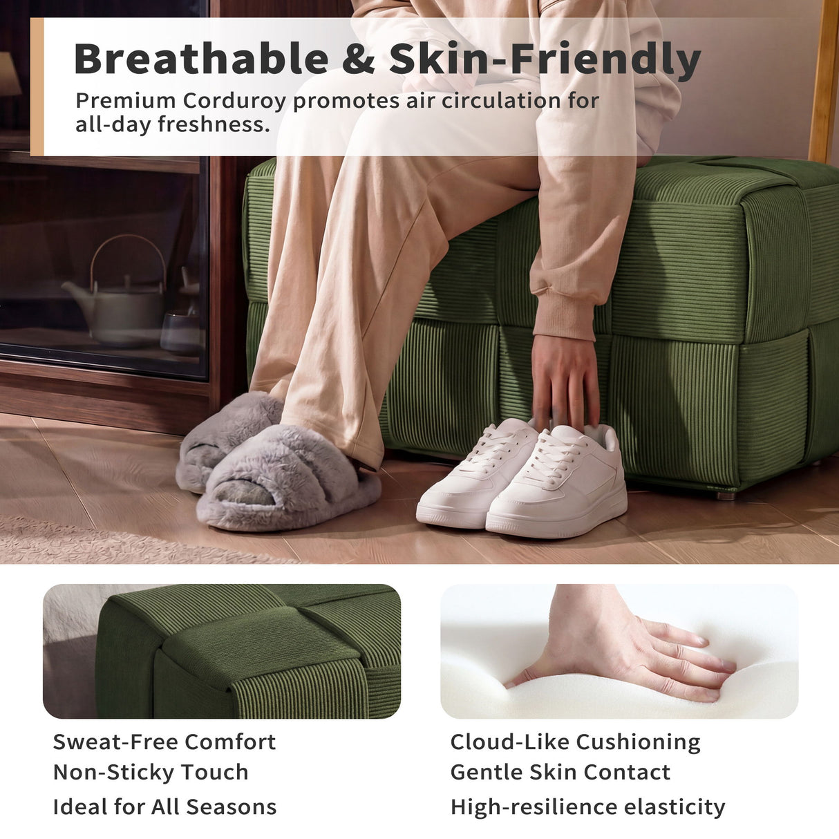 Modern Ottoman Foot Rest With Woven Design