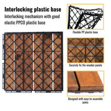 Interlocking Deck Tiles Striped Pattern, Waterproof Anti Mildew Brown
