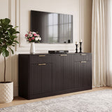 Large Fluted Buffet Sideboard, Wine Bar Storage Cabinet With 6 Doors & 2 Drawers