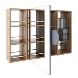 Wall Mounted Bathroom Mirror Cabinet With Adjustable Shelves Storage Cabinet - Imitative Oak