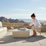 Pavilion - Powder Coated Metal Rectangle Outdoor Coffee Table With Sintered Stone Table Top - Natural